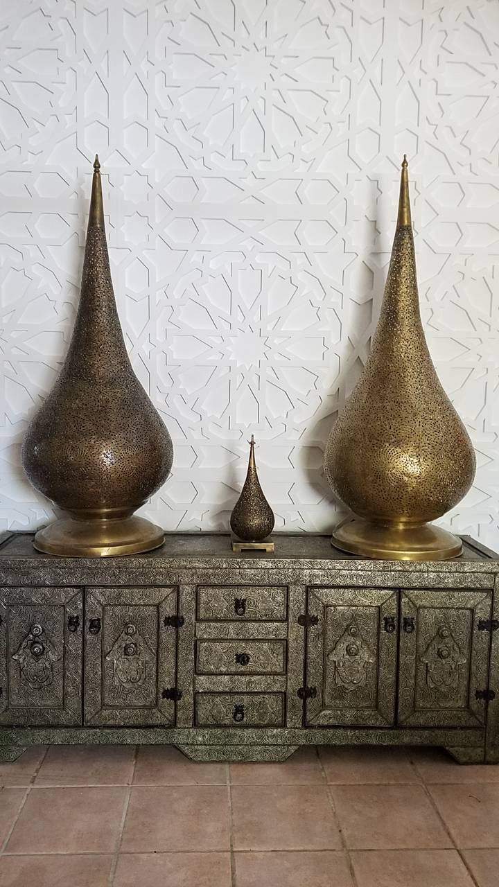 Handmade Moroccan Silver Metal Cabinet: 72" Media Console, Buffet Furniture