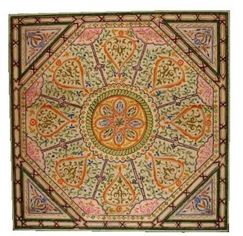 Hand-Painted Moroccan Wooden Ceiling Panel, Moorish Architectural Decor (80x80)