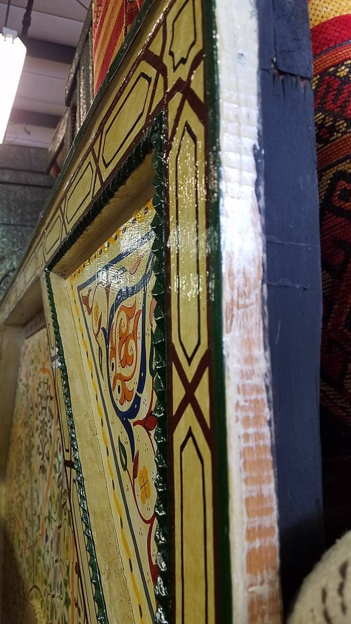 Hand-Painted Moroccan Wooden Ceiling Panel, Moorish Architectural Decor (80x80)