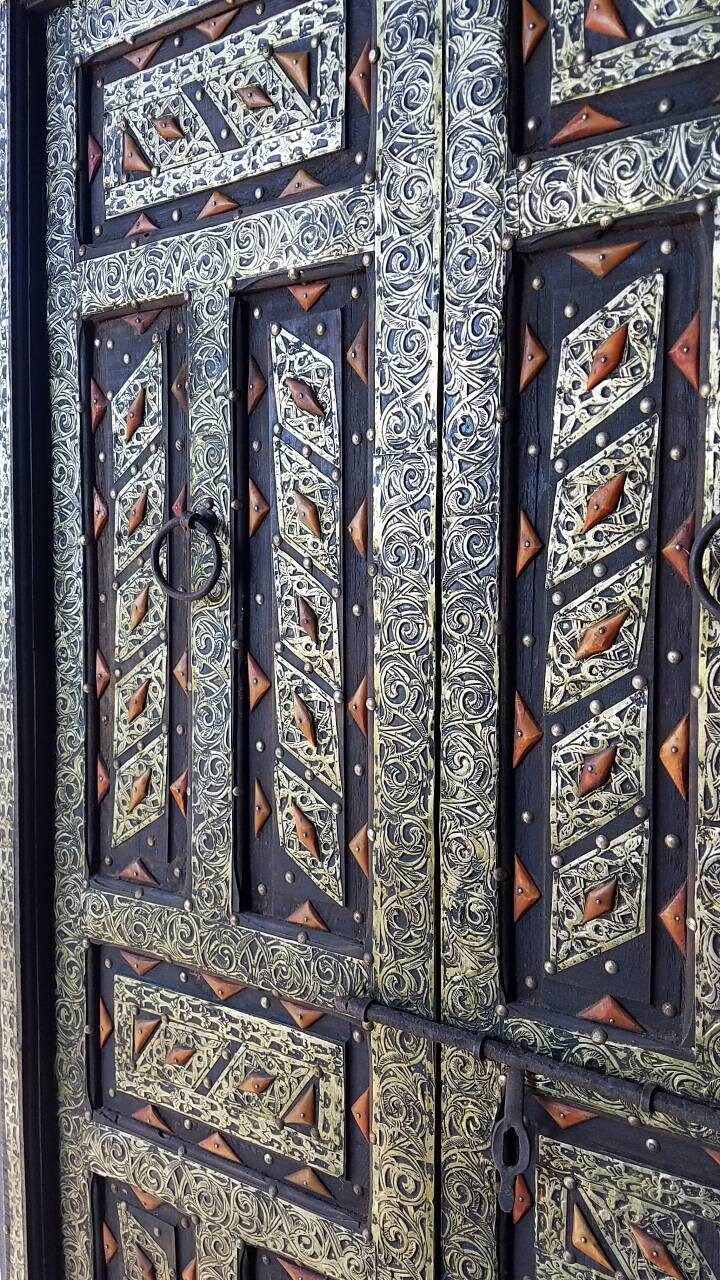 Handmade Camel Bone Door Panel with Silver Inlay (74x36)