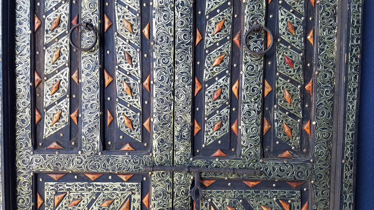 Handmade Camel Bone Door Panel with Silver Inlay (74x36)
