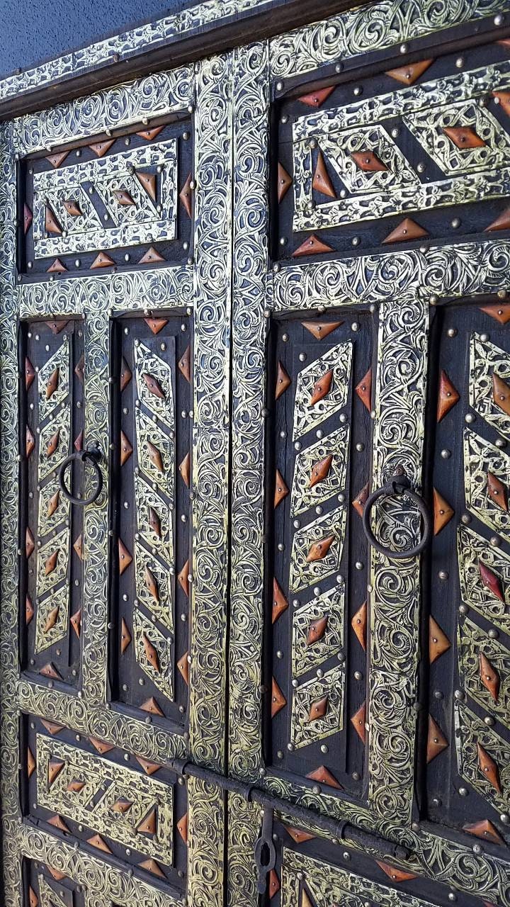 Handmade Camel Bone Door Panel with Silver Inlay (74x36)