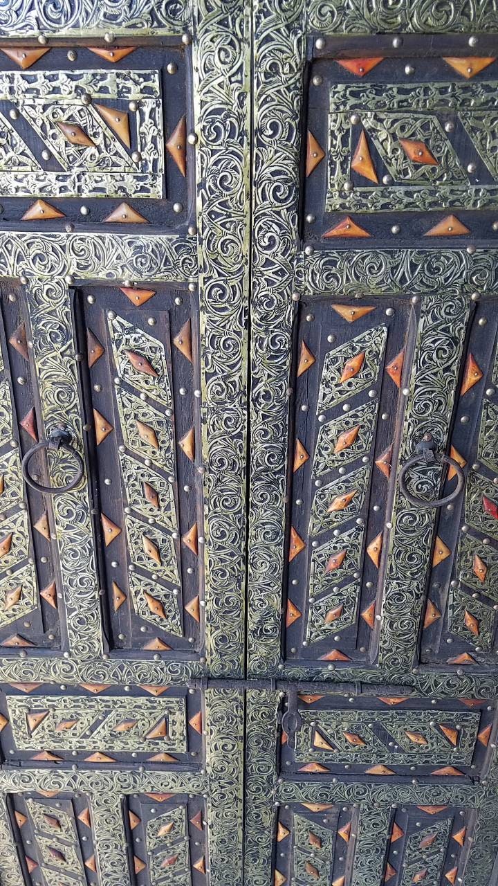 Handmade Camel Bone Door Panel with Silver Inlay (74x36)