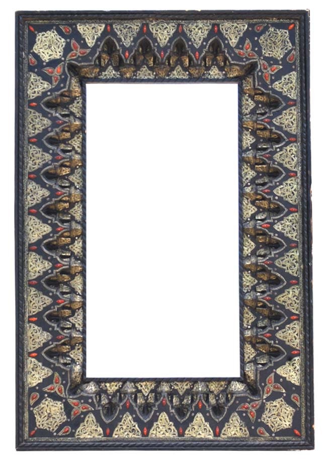 Large Exquisite Moroccan Mirror: Camel Bone, Silver, Handmade