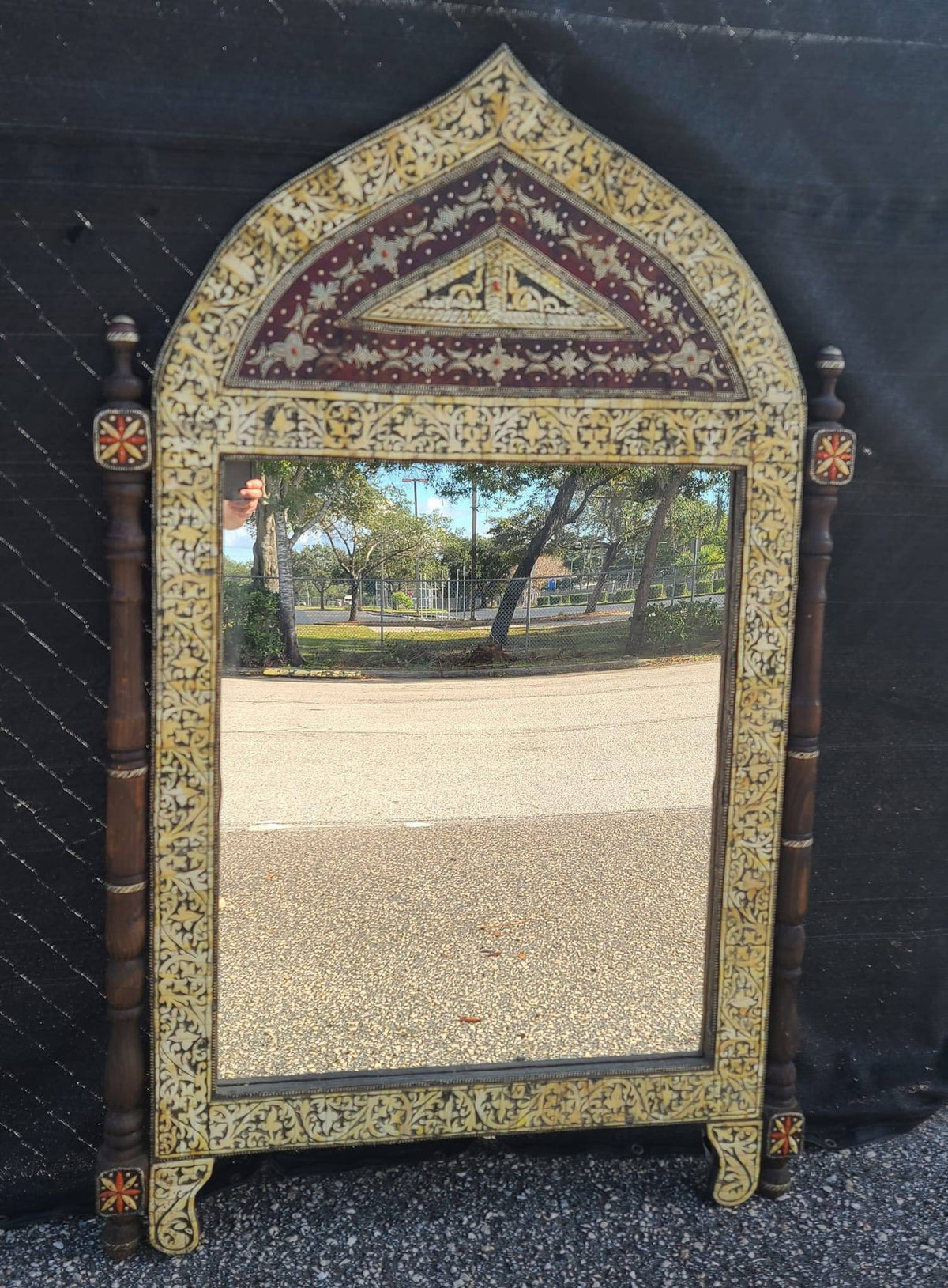Handmade Moroccan Bone Inlay Mirror, Moorish Design (61x38)
