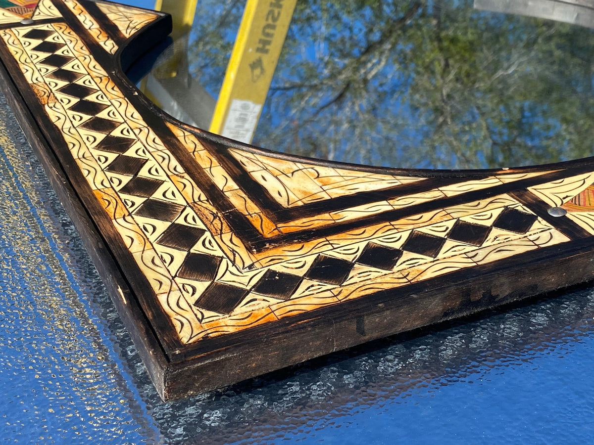 Moorish Arch Mirror: Handmade Silver Camel Bone Inlay, Moroccan Decor (40x24)