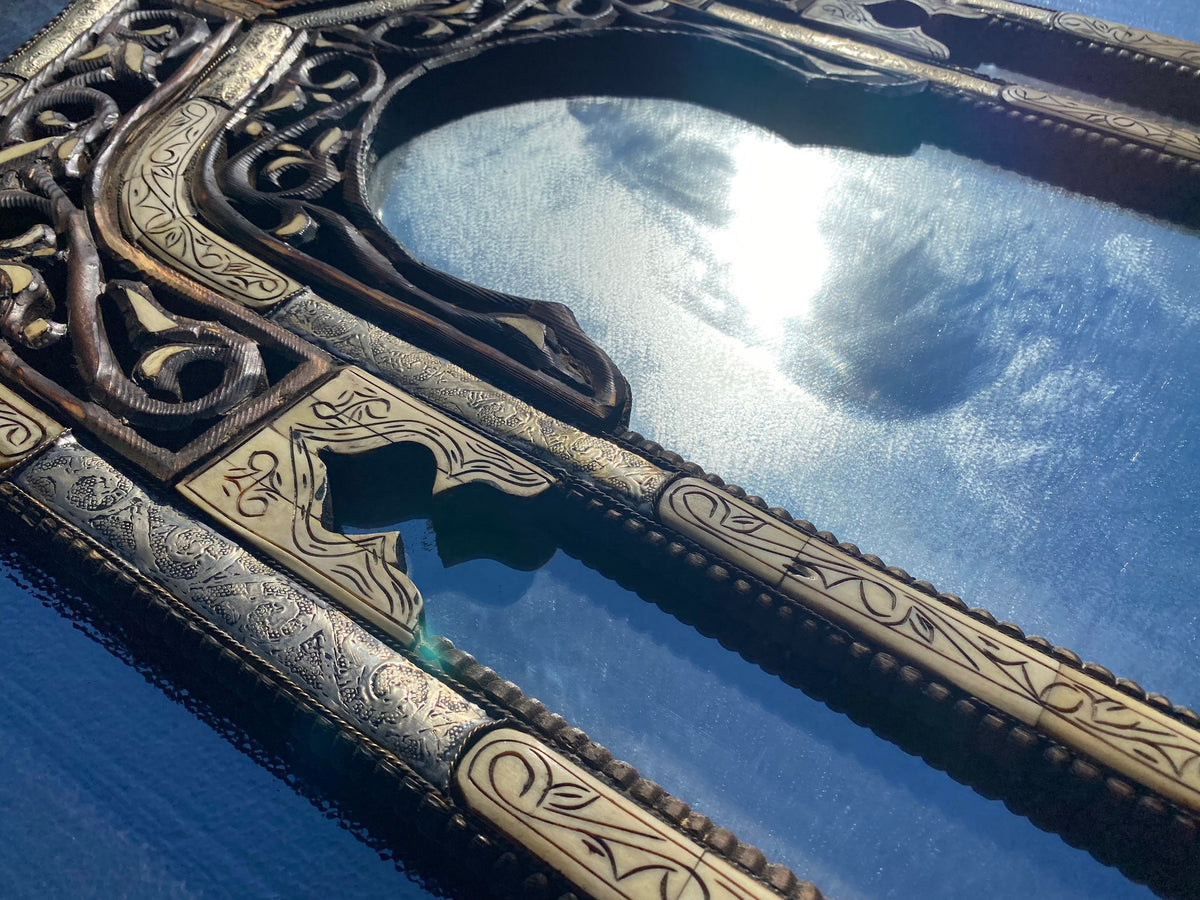 Handmade Moorish Arch Mirror, Camel Bone Inlay, Moroccan Decor