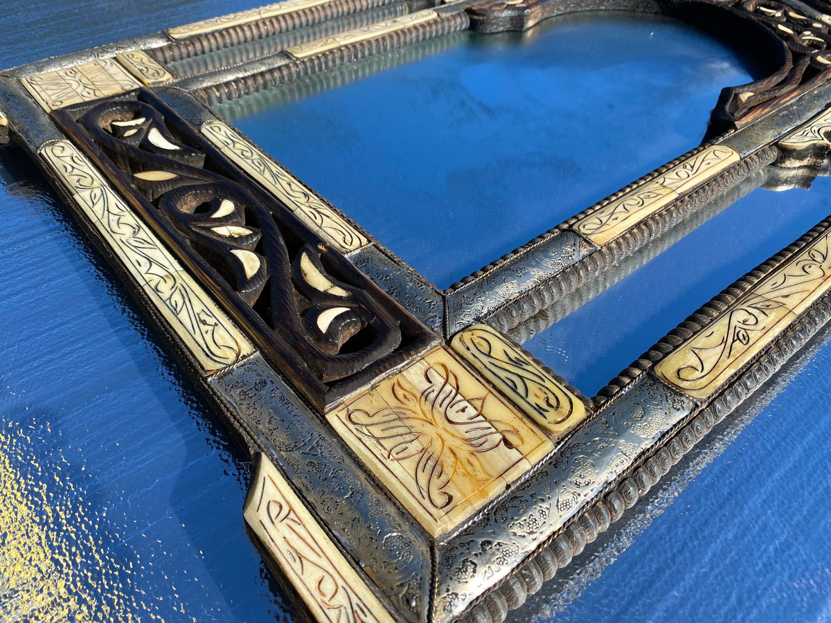 Handmade Moorish Arch Mirror, Camel Bone Inlay, Moroccan Decor