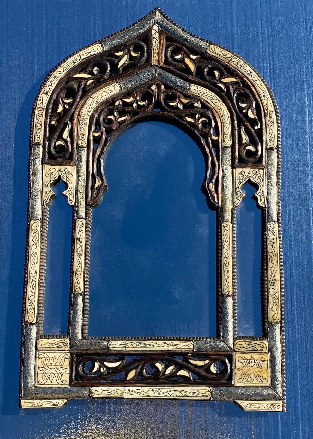 Handmade Moorish Arch Mirror, Camel Bone Inlay, Moroccan Decor