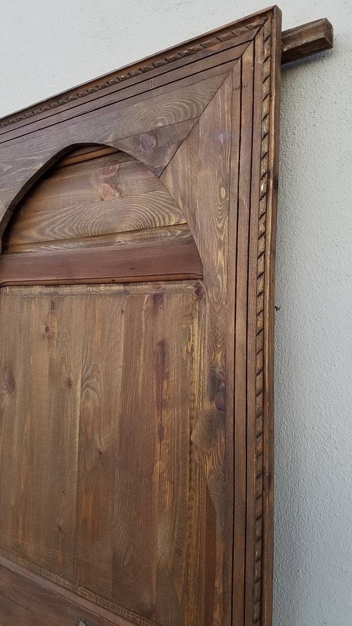 Vintage Moorish Cedar Door with Arch, Andalusian Style