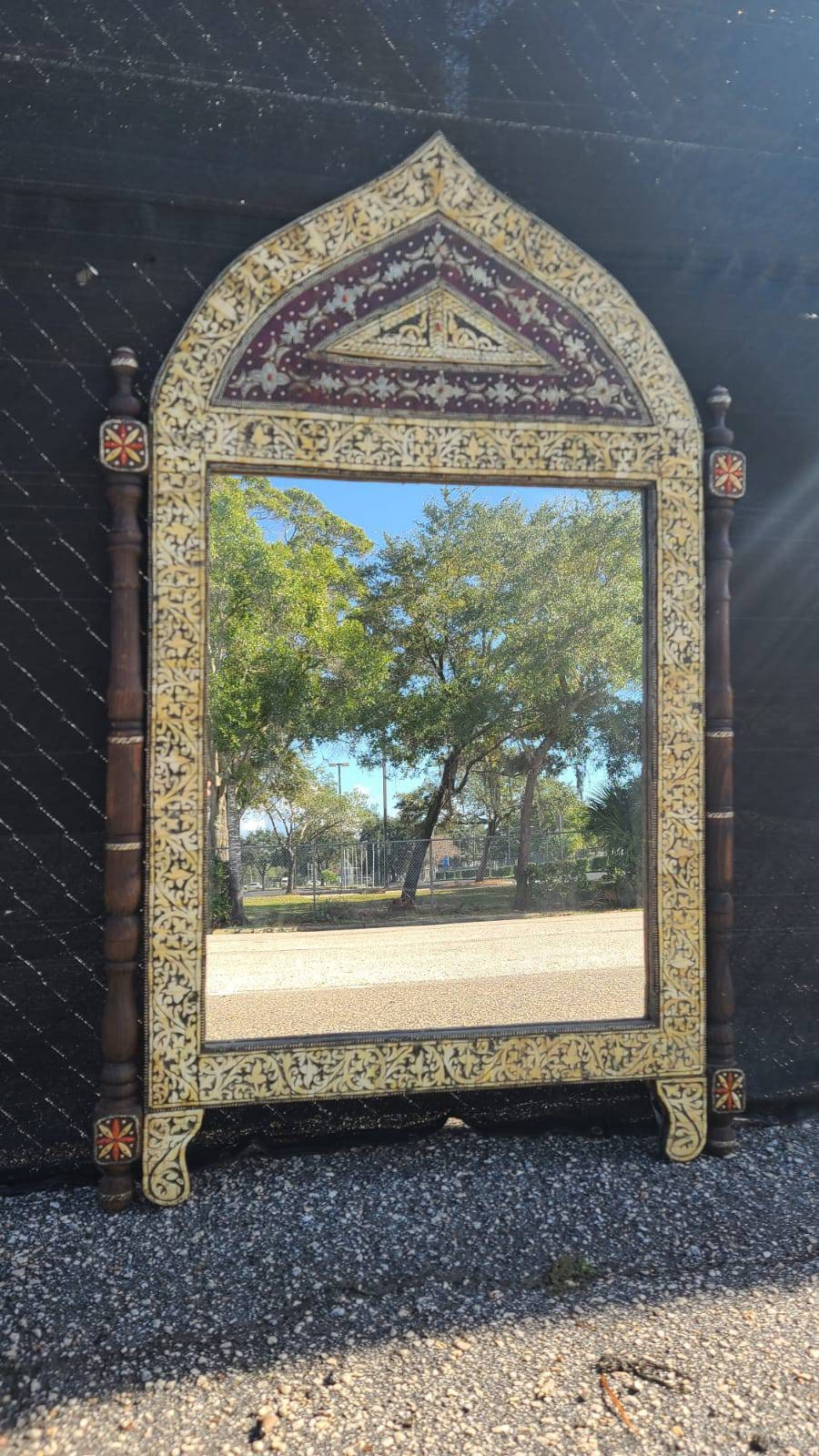 Handmade Moroccan Bone Inlay Mirror, Moorish Design (61x38)