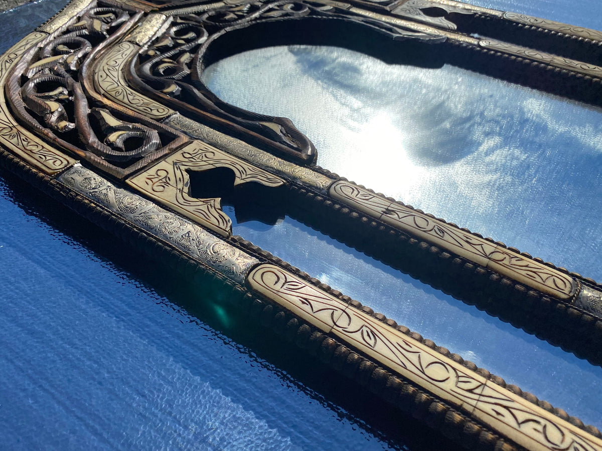 Handmade Moorish Arch Mirror, Camel Bone Inlay, Moroccan Decor