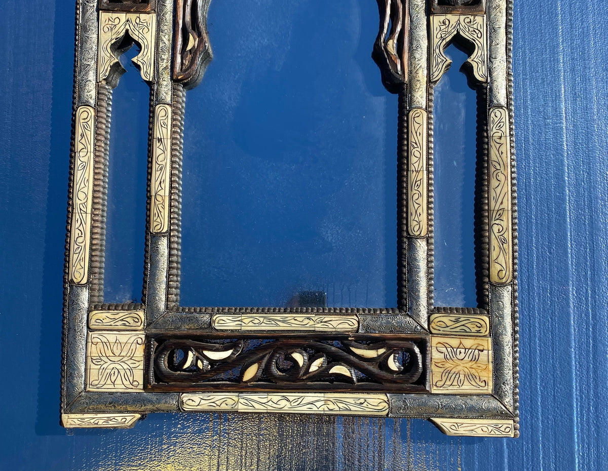 Handmade Moorish Arch Mirror, Camel Bone Inlay, Moroccan Decor