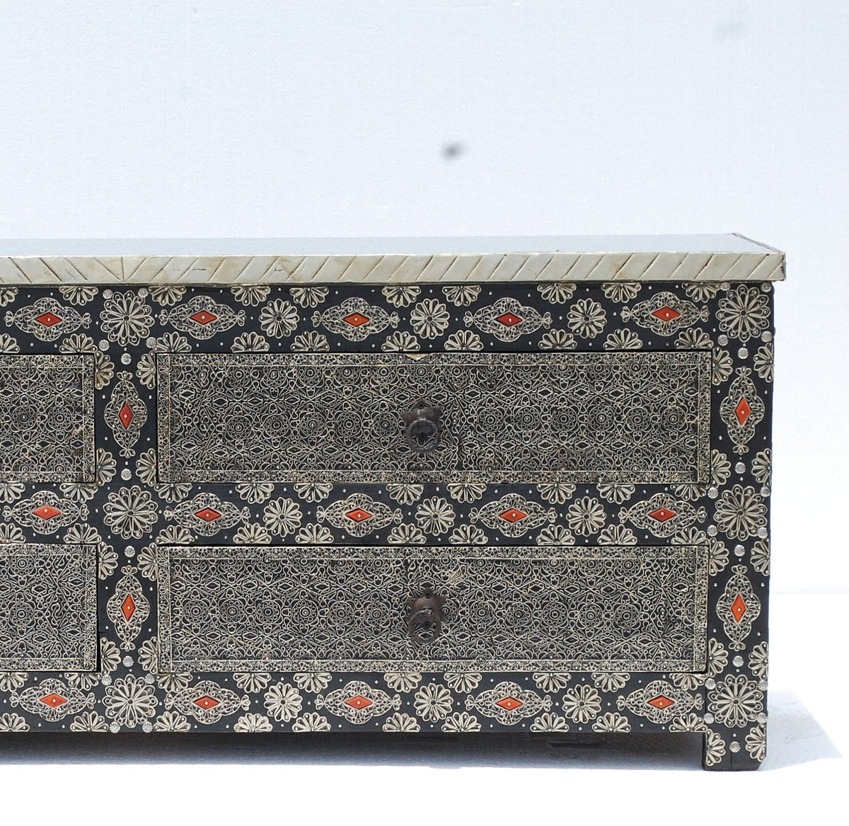Handmade Moroccan Silver Metal Cabinet: Bedroom Living Room Buffet