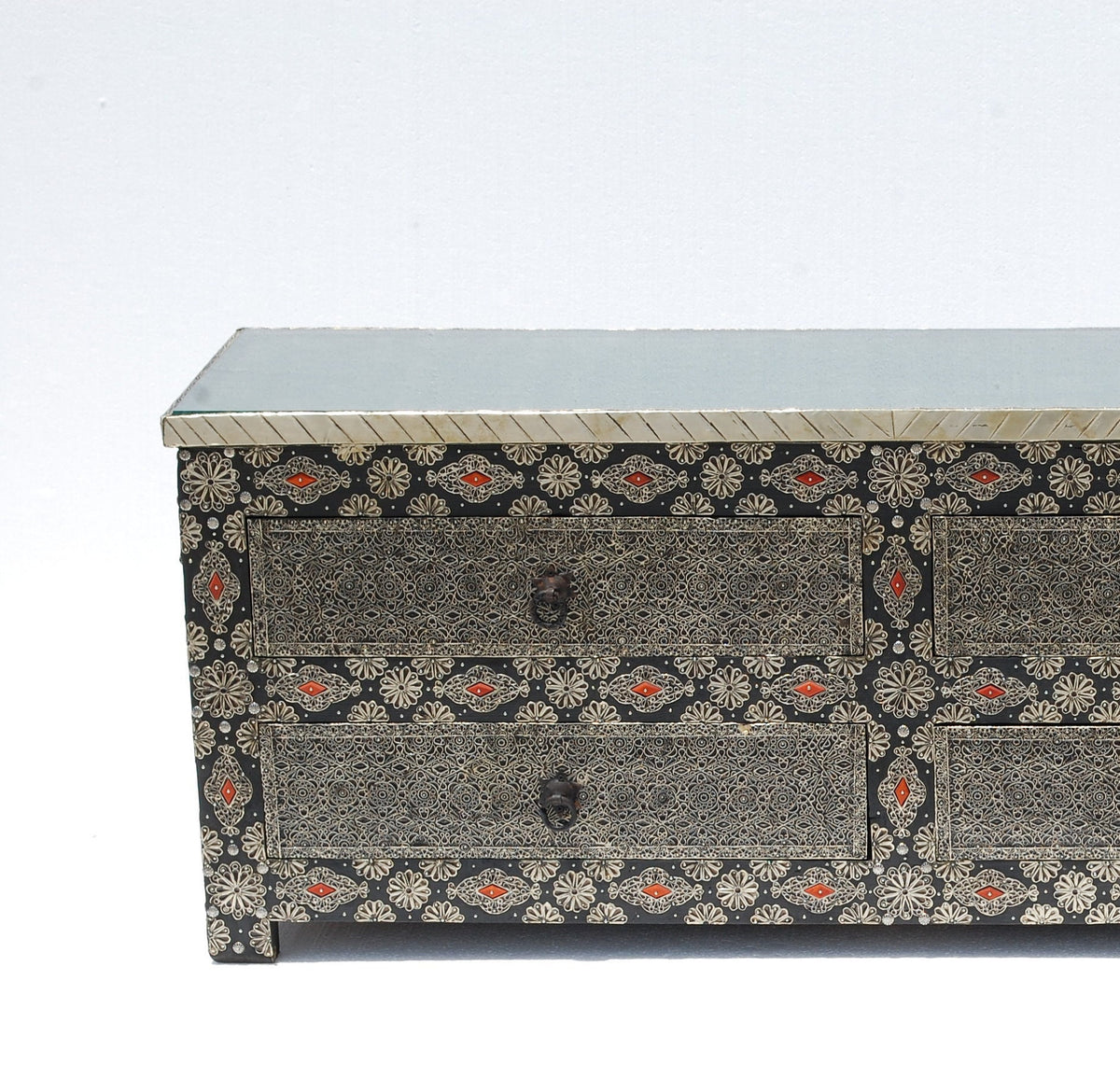 Handmade Moroccan Silver Metal Cabinet: Bedroom Living Room Buffet