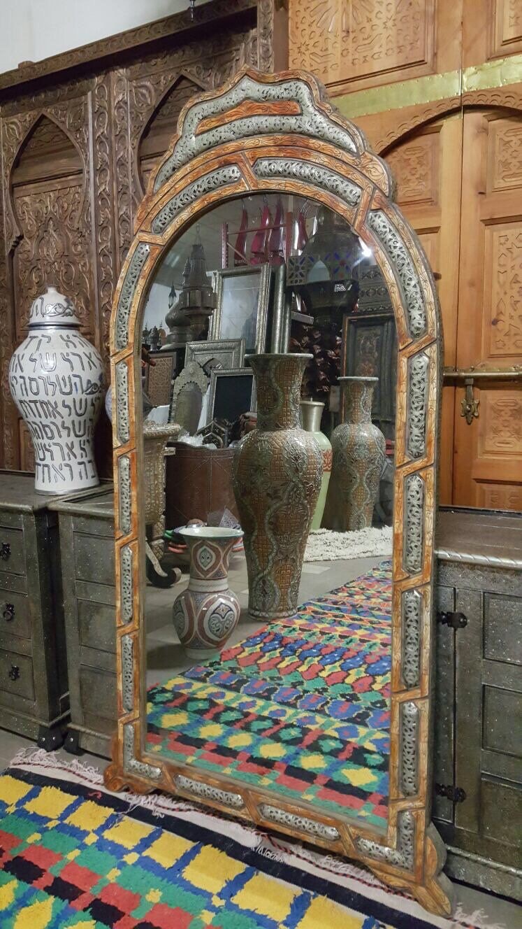 Handmade Moroccan Bone Inlay Mirror, Moorish Berber Design