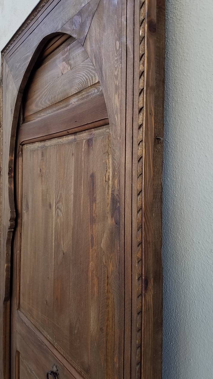 Vintage Moorish Cedar Door with Arch, Andalusian Style