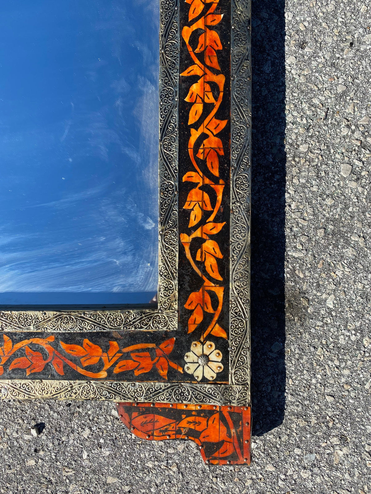 Handmade Moroccan Camel Bone Inlay Mirror - Moorish Arches Decor