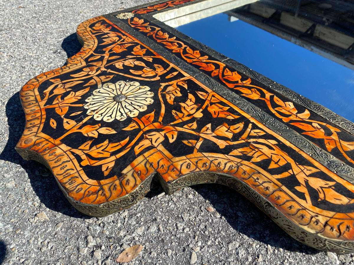 Handmade Moroccan Camel Bone Inlay Mirror - Moorish Arches Decor