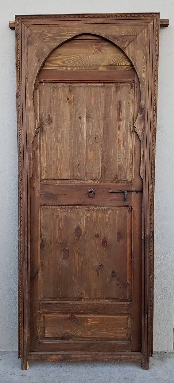 Vintage Moorish Cedar Door with Arch, Andalusian Style