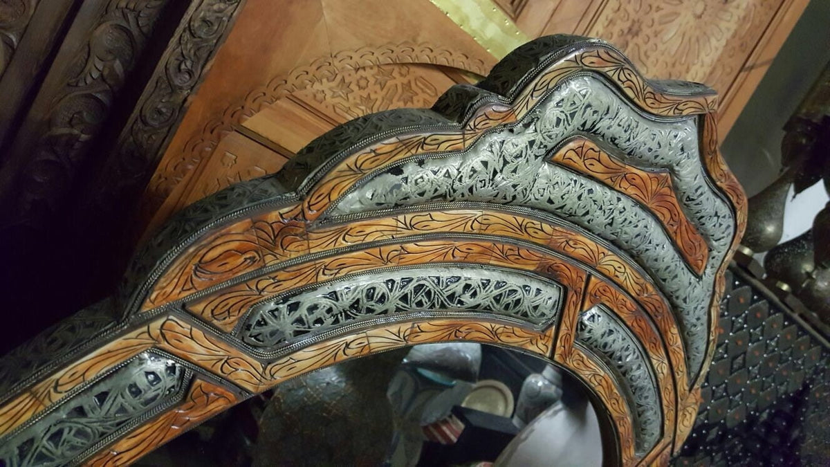 Handmade Moroccan Bone Inlay Mirror, Moorish Berber Design