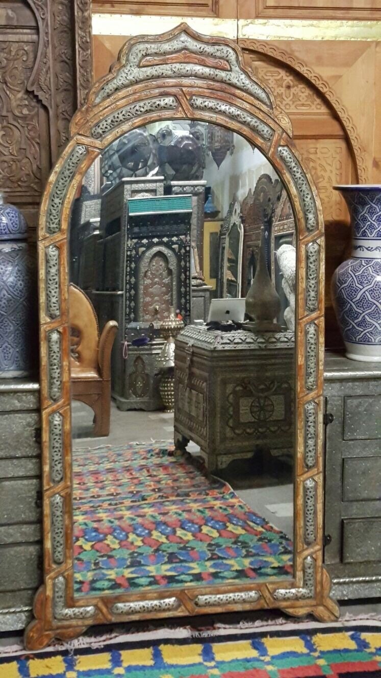 Handmade Moroccan Bone Inlay Mirror, Moorish Berber Design