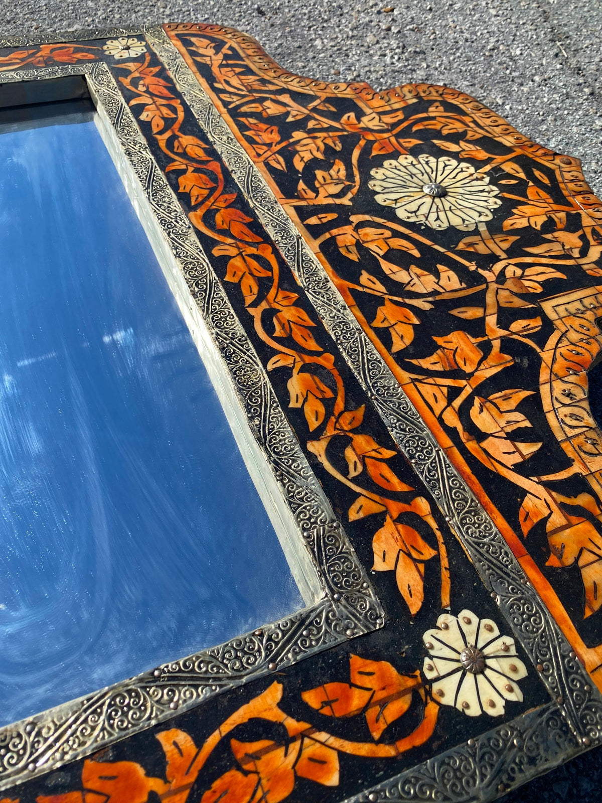 Handmade Moroccan Camel Bone Inlay Mirror - Moorish Arches Decor