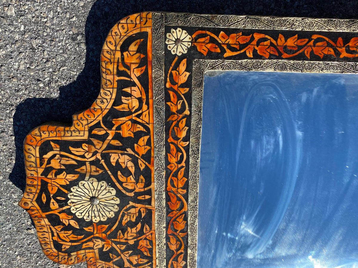 Handmade Moroccan Camel Bone Inlay Mirror - Moorish Arches Decor