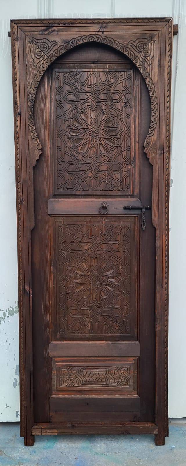 Hand Carved Moroccan Door, Alhambra Moorish Style, 79" x 29"