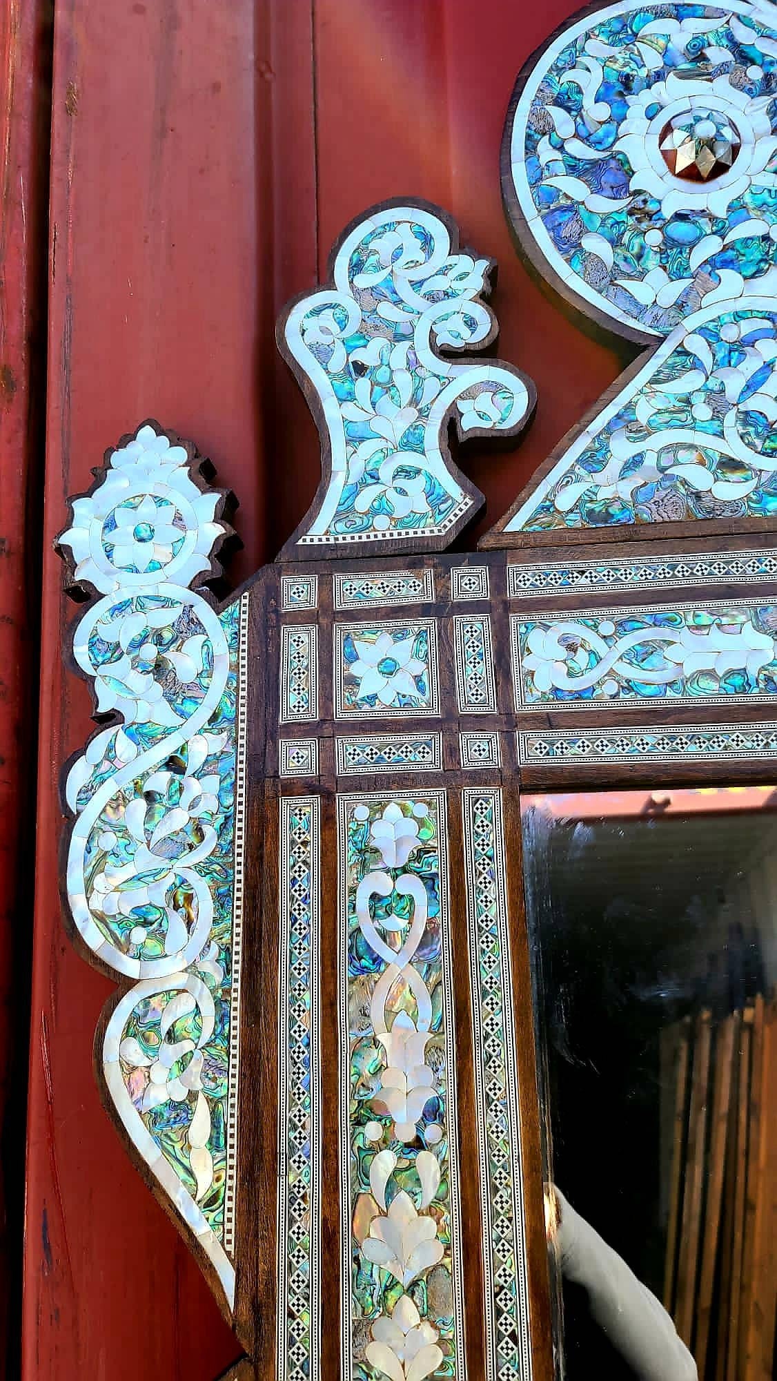 Abalone Mother of Pearl Inlay Mirror, Moorish Design, Handcrafted