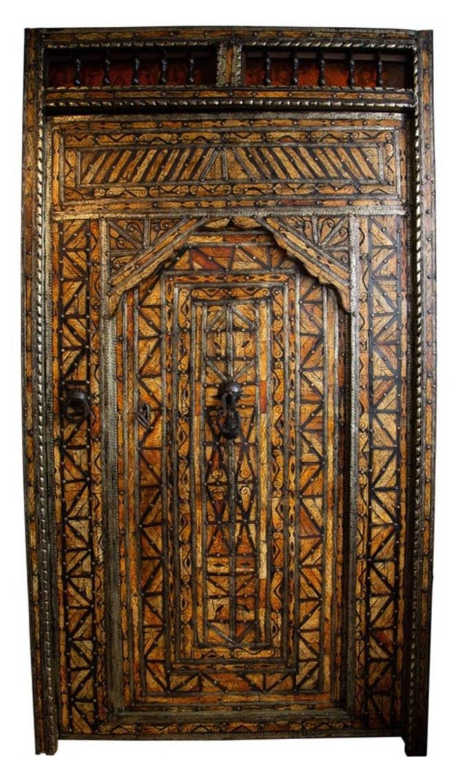 Antique Moroccan Bone Inlay Door, Middle Eastern Royal Decor