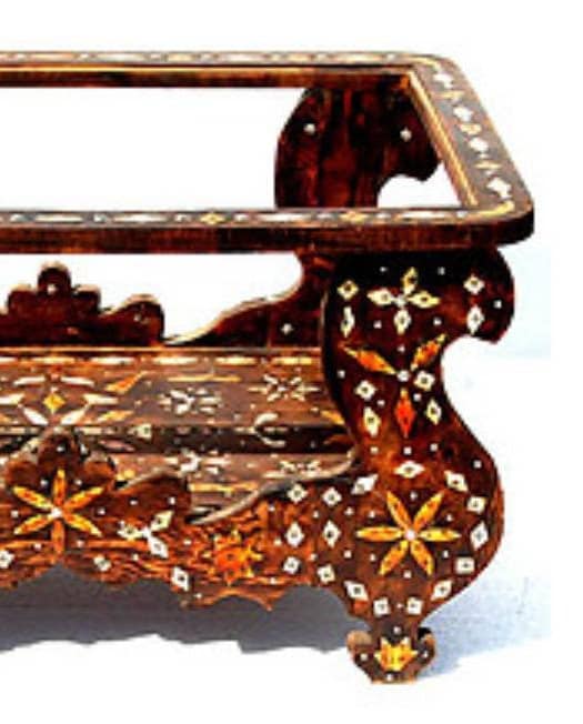 Vintage Moroccan Table with Camel Bone Inlay, Berber Wedding Table