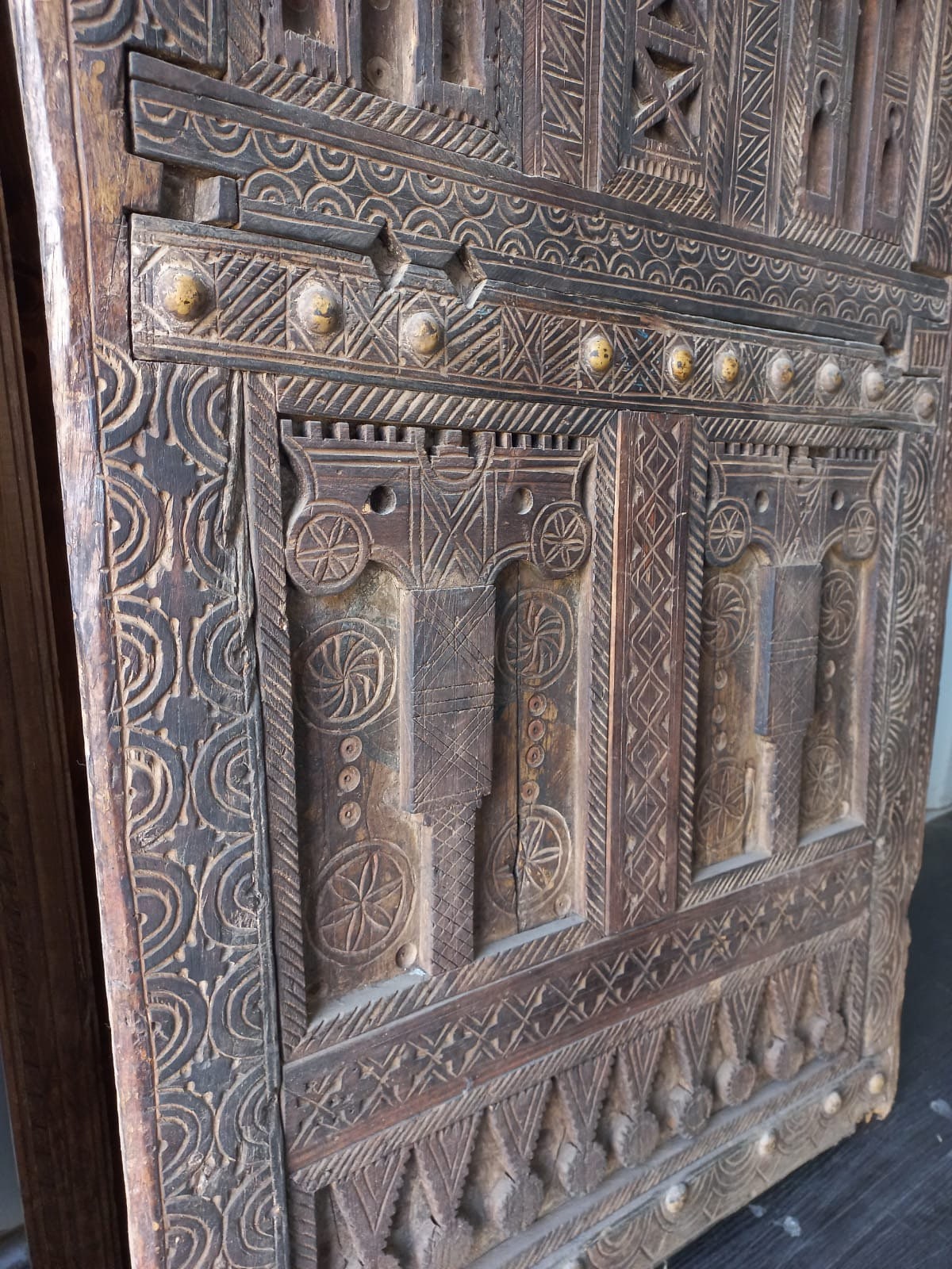 Antique Carved Touareg Door Panel, Berber Moroccan Wall Decor