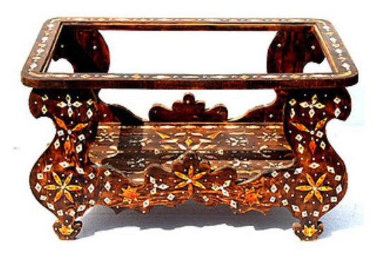 Vintage Moroccan Table with Camel Bone Inlay, Berber Wedding Table