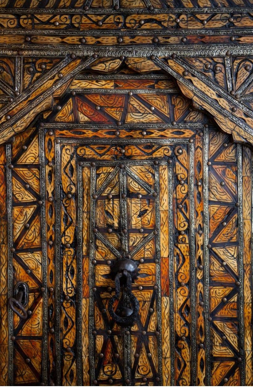 Antique Moroccan Bone Inlay Door, Middle Eastern Royal Decor