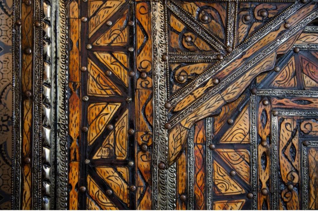 Antique Moroccan Bone Inlay Door, Middle Eastern Royal Decor