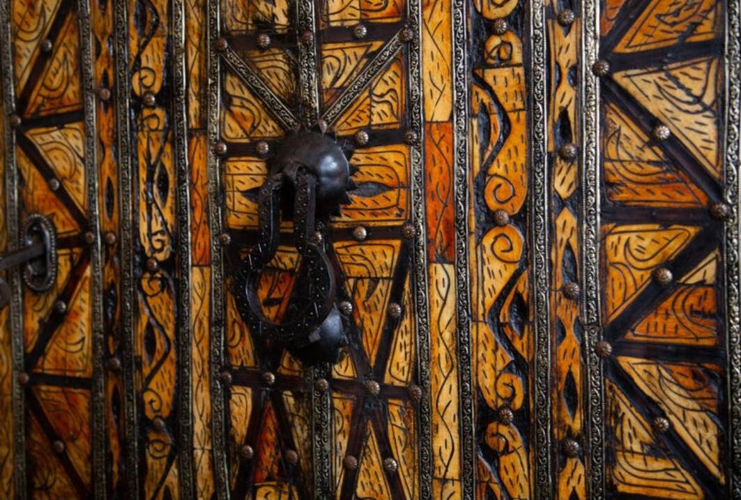 Antique Moroccan Bone Inlay Door, Middle Eastern Royal Decor