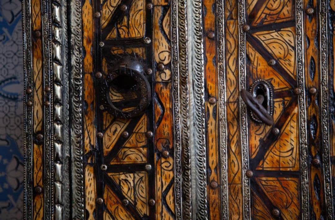 Antique Moroccan Bone Inlay Door, Middle Eastern Royal Decor