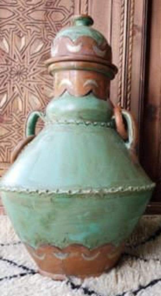 Vintage Green Berber Vases, Moroccan Handmade Pottery Collection