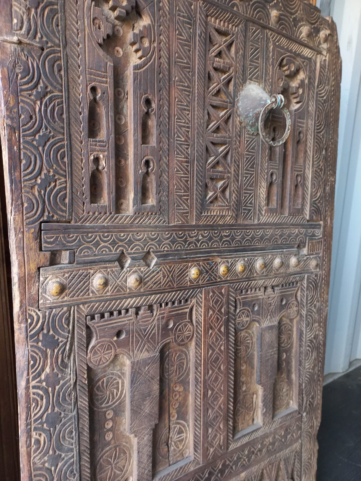 Antique Carved Touareg Door Panel, Berber Moroccan Wall Decor