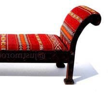 Handmade Carved Wooden Moroccan Kilim Bench, Arabic Decor (76x28 inches)