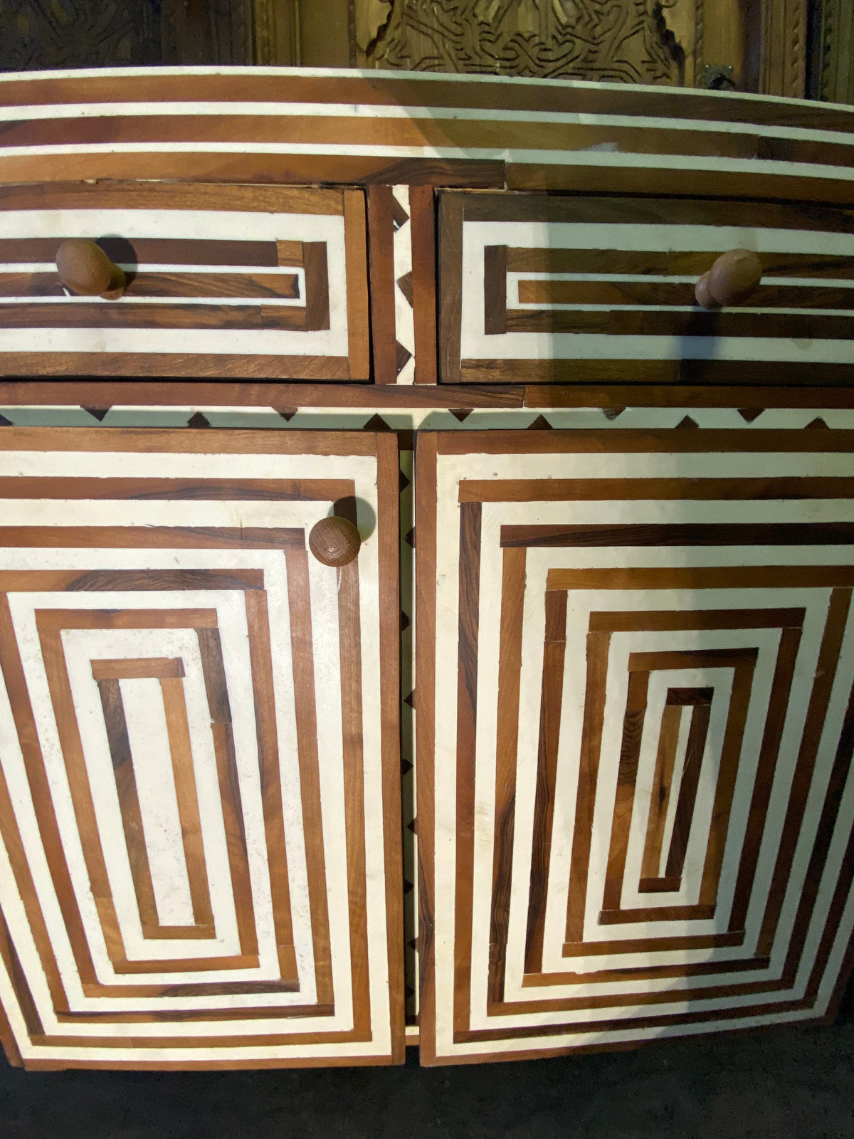 Handmade Silver Metal Moroccan Dresser - Bone and Resin Cabinet