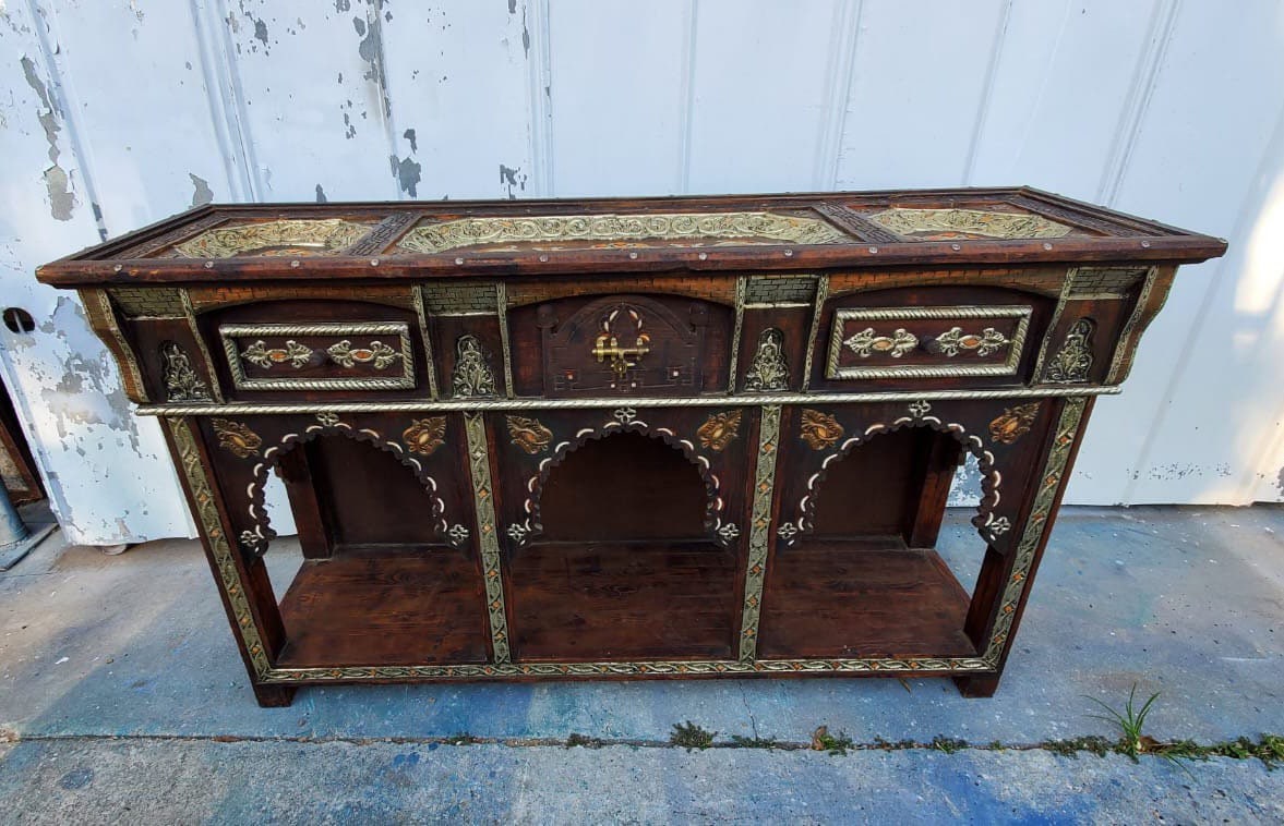 Handmade Moroccan Bone Inlay Console Cabinet: Moorish Dresser