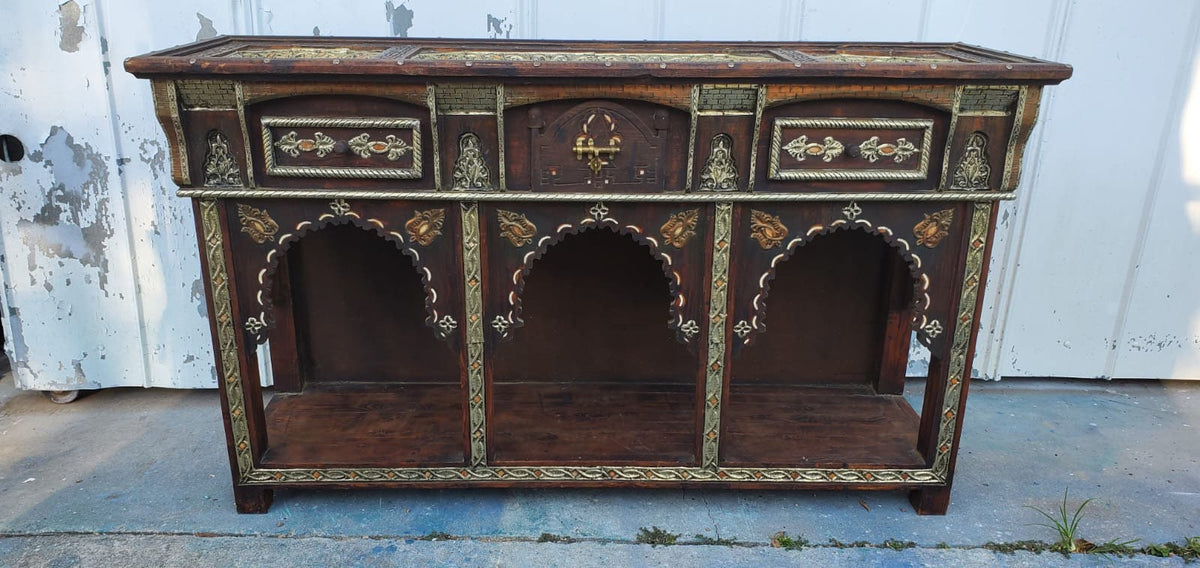 Handmade Moroccan Bone Inlay Console Cabinet: Moorish Dresser