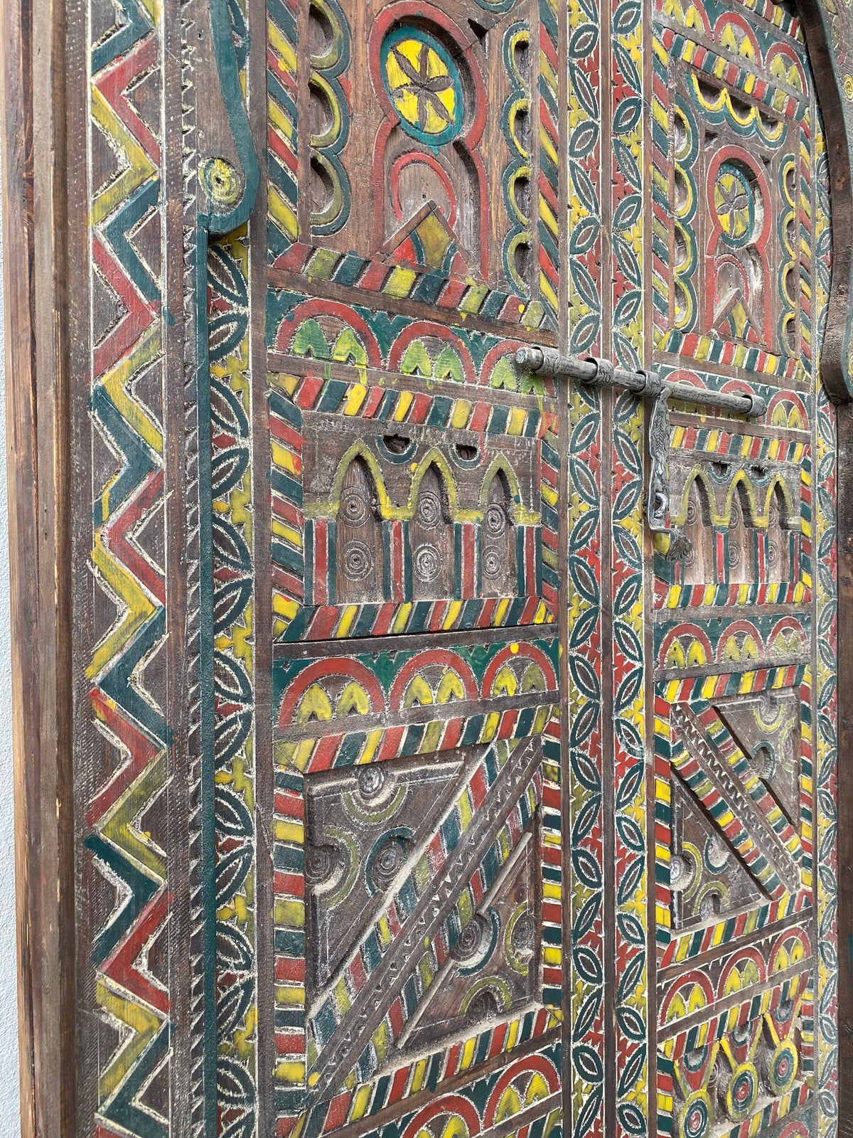 Vintage Carved Moroccan Cedar Door, Berber Tribal Art