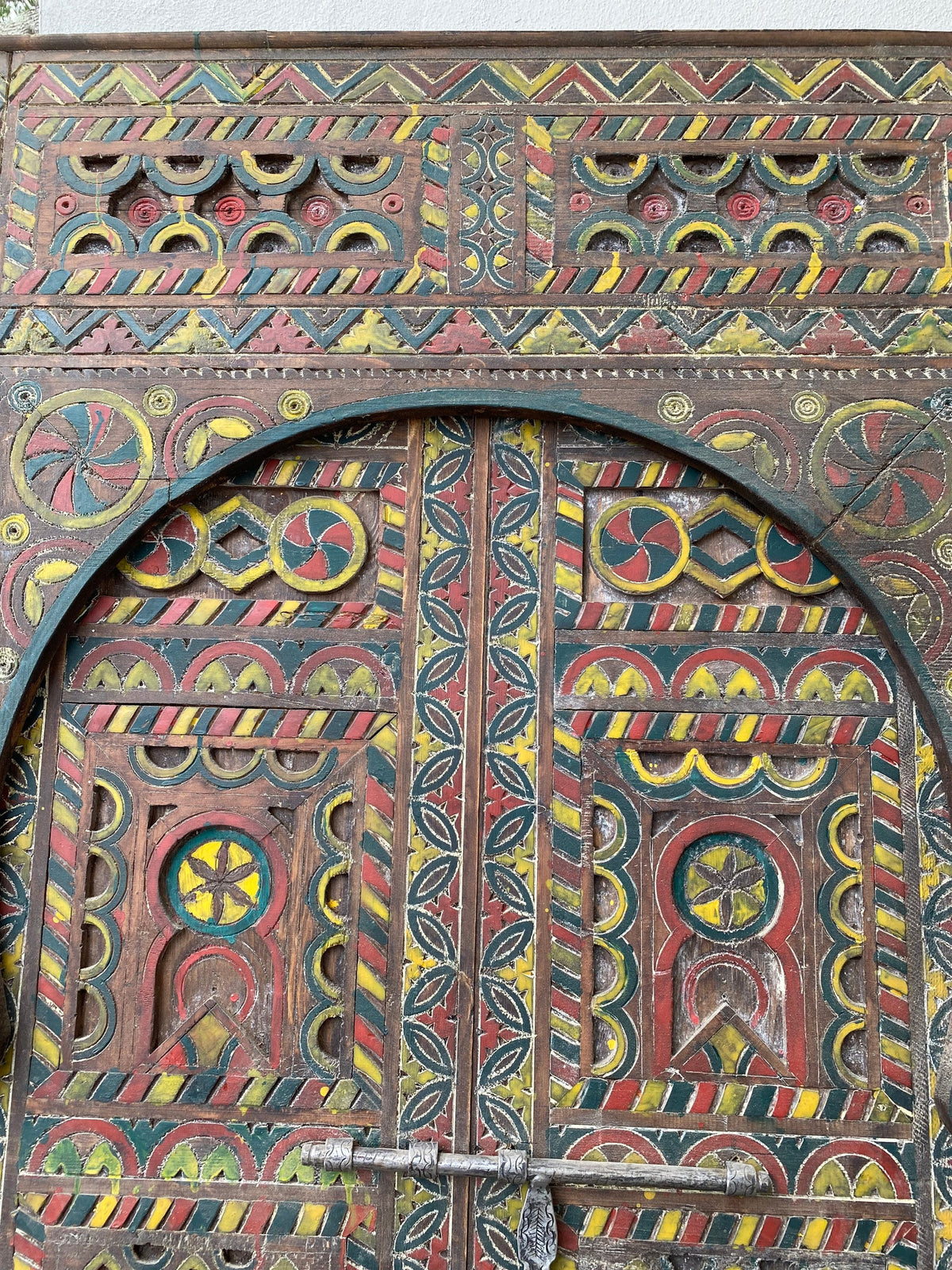 Vintage Carved Moroccan Cedar Door, Berber Tribal Art