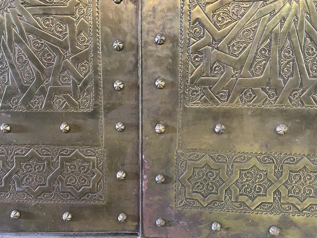 Handmade Carved Brass Moroccan Door: Royal Palace Double Door (98” x 56”)