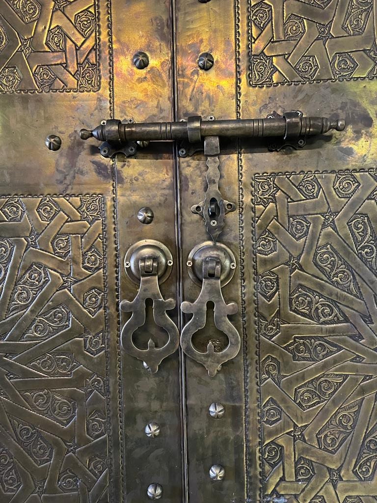 Handmade Carved Brass Moroccan Door: Royal Palace Double Door (98” x 56”)