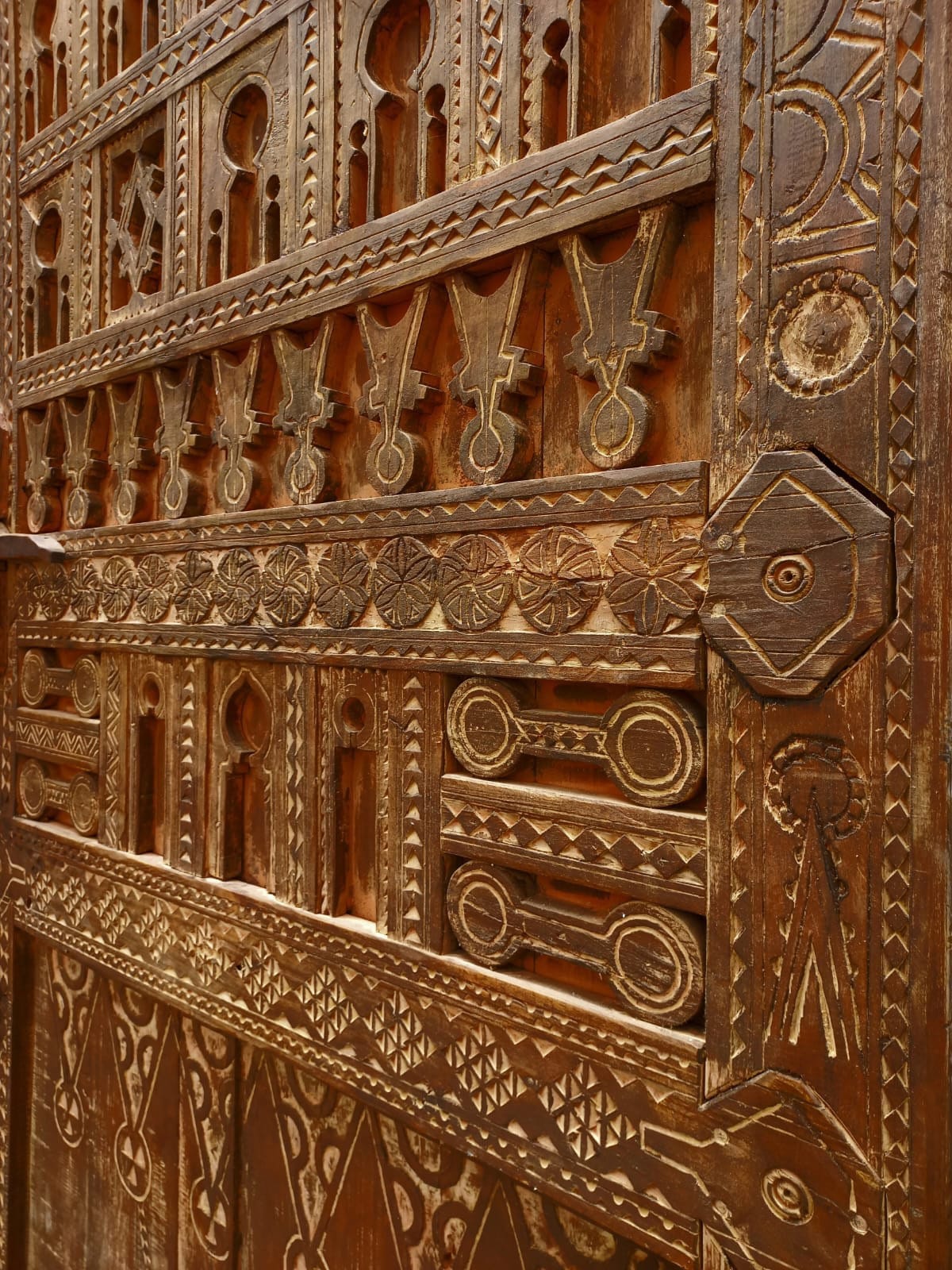 Authentic Moroccan Carved Wood Door – Traditional Berber African wall art decor