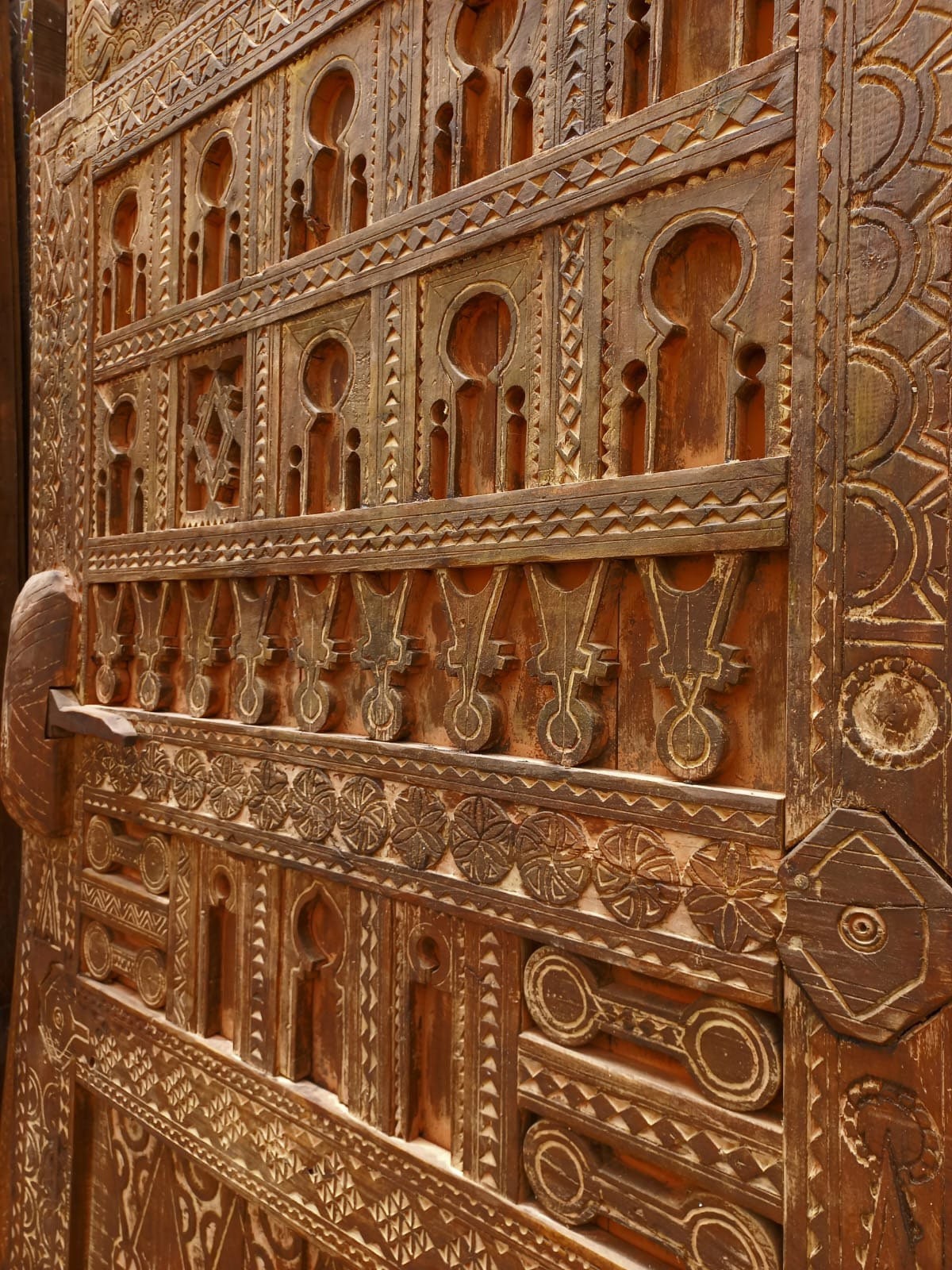Authentic Moroccan Carved Wood Door – Traditional Berber African wall art decor